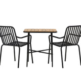 Holmbeck Cafetable Steel – Černá / Obdélníková 55*70*74 +Pekingská jídelní židle hliníková – Černá / _2