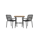 Holmbeck Cafetable Steel – Černá / Obdélníková 55*70*74 +Pekingská jídelní židle hliníková – Černá / _2