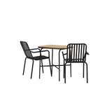 Holmbeck Cafetable Steel – Černá / Obdélníková 55*70*74 +Pekingská jídelní židle hliníková – Černá / _2