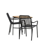 Holmbeck Cafetable Steel – Černá / Obdélníková 55*70*74 +Pekingská jídelní židle hliníková – Černá / _2