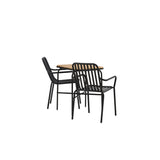 Holmbeck Cafetable Steel – Černá / Obdélníková 55*70*74 +Pekingská jídelní židle hliníková – Černá / _2