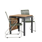 Diego Cafetable Hliník - Černá / Hnědá Aintwood - Obdélníkový 70*70/130* +Bois Jídelní židle Ocel - Stříbrná / Zelená lano _2