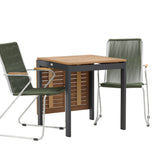 Diego Cafetable Hliník - Černá / Hnědá Aintwood - Obdélníkový 70*70/130* +Bois Jídelní židle Ocel - Stříbrná / Zelená lano _2