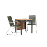 Diego Cafetable Hliník - Černá / Hnědá Aintwood - Obdélníkový 70*70/130* +Bois Jídelní židle Ocel - Stříbrná / Zelená lano _2