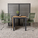 Diego Cafetable Hliník - Černá / Hnědá Aintwood - Obdélníkový 70*70/130* +Bois Jídelní židle Ocel - Stříbrná / Zelená lano _2