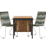 Diego Cafetable Hliník - Černá / Hnědá Aintwood - Obdélníkový 70*70/130* +Bois Jídelní židle Ocel - Stříbrná / Zelená lano _2