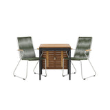 Diego Cafetable Hliník - Černá / Hnědá Aintwood - Obdélníkový 70*70/130* +Bois Jídelní židle Ocel - Stříbrná / Zelená lano _2