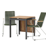 Diego Cafetable Hliník - Černá / Hnědá Aintwood - Obdélníkový 70*70/130* +Bois Jídelní židle Ocel - Stříbrná / Zelená lano _2