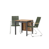 Diego Cafetable Hliník - Černá / Hnědá Aintwood - Obdélníkový 70*70/130* +Bois Jídelní židle Ocel - Stříbrná / Zelená lano _2