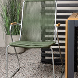 Diego Cafetable Hliník - Černá / Hnědá Aintwood - Obdélníkový 70*70/130* +Bois Jídelní židle Ocel - Stříbrná / Zelená lano _2