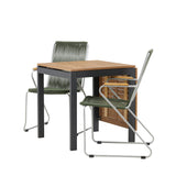 Diego Cafetable Hliník - Černá / Hnědá Aintwood - Obdélníkový 70*70/130* +Bois Jídelní židle Ocel - Stříbrná / Zelená lano _2