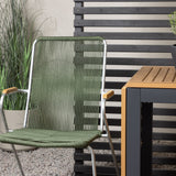 Diego Cafetable Hliník - Černá / Hnědá Aintwood - Obdélníkový 70*70/130* +Bois Jídelní židle Ocel - Stříbrná / Zelená lano _2