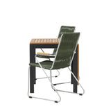 Diego Cafetable Hliník - Černá / Hnědá Aintwood - Obdélníkový 70*70/130* +Bois Jídelní židle Ocel - Stříbrná / Zelená lano _2