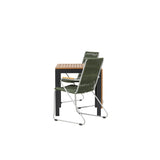 Diego Cafetable Hliník - Černá / Hnědá Aintwood - Obdélníkový 70*70/130* +Bois Jídelní židle Ocel - Stříbrná / Zelená lano _2