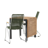 Diego Cafetable Hliník - Černá / Hnědá Aintwood - Obdélníkový 70*70/130* +Bois Jídelní židle Ocel - Stříbrná / Zelená lano _2