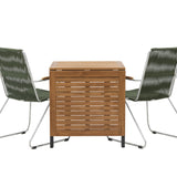 Diego Cafetable Hliník - Černá / Hnědá Aintwood - Obdélníkový 70*70/130* +Bois Jídelní židle Ocel - Stříbrná / Zelená lano _2