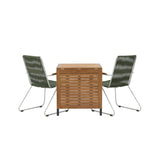 Diego Cafetable Hliník - Černá / Hnědá Aintwood - Obdélníkový 70*70/130* +Bois Jídelní židle Ocel - Stříbrná / Zelená lano _2