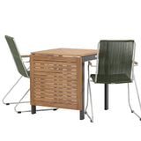 Diego Cafetable Hliník - Černá / Hnědá Aintwood - Obdélníkový 70*70/130* +Bois Jídelní židle Ocel - Stříbrná / Zelená lano _2