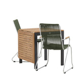 Diego Cafetable Hliník - Černá / Hnědá Aintwood - Obdélníkový 70*70/130* +Bois Jídelní židle Ocel - Stříbrná / Zelená lano _2