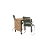 Diego Cafetable Hliník - Černá / Hnědá Aintwood - Obdélníkový 70*70/130* +Bois Jídelní židle Ocel - Stříbrná / Zelená lano _2