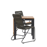 Diego Cafetable Hliník – Černá / Hnědá Aintwood – Obdélníkový 70*70/130* + Bois Jídelní židle Ocel – Černá / Tmavě šedá Lano _2