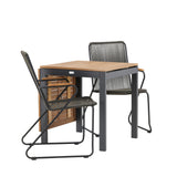 Diego Cafetable Hliník – Černá / Hnědá Aintwood – Obdélníkový 70*70/130* + Bois Jídelní židle Ocel – Černá / Tmavě šedá Lano _2