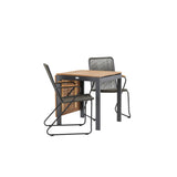 Diego Cafetable Hliník – Černá / Hnědá Aintwood – Obdélníkový 70*70/130* + Bois Jídelní židle Ocel – Černá / Tmavě šedá Lano _2