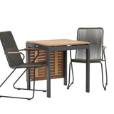 Diego Cafetable Hliník – Černá / Hnědá Aintwood – Obdélníkový 70*70/130* + Bois Jídelní židle Ocel – Černá / Tmavě šedá Lano _2