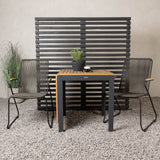 Diego Cafetable Hliník – Černá / Hnědá Aintwood – Obdélníkový 70*70/130* + Bois Jídelní židle Ocel – Černá / Tmavě šedá Lano _2