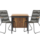 Diego Cafetable Hliník – Černá / Hnědá Aintwood – Obdélníkový 70*70/130* + Bois Jídelní židle Ocel – Černá / Tmavě šedá Lano _2