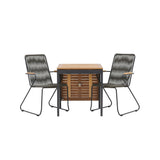 Diego Cafetable Hliník – Černá / Hnědá Aintwood – Obdélníkový 70*70/130* + Bois Jídelní židle Ocel – Černá / Tmavě šedá Lano _2