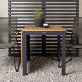 Diego Cafetable Hliník – Černá / Hnědá Aintwood – Obdélníkový 70*70/130* + Bois Jídelní židle Ocel – Černá / Tmavě šedá Lano _2