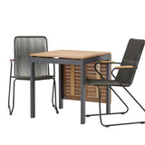 Diego Cafetable Hliník – Černá / Hnědá Aintwood – Obdélníkový 70*70/130* + Bois Jídelní židle Ocel – Černá / Tmavě šedá Lano _2