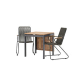 Diego Cafetable Hliník – Černá / Hnědá Aintwood – Obdélníkový 70*70/130* + Bois Jídelní židle Ocel – Černá / Tmavě šedá Lano _2