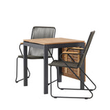 Diego Cafetable Hliník – Černá / Hnědá Aintwood – Obdélníkový 70*70/130* + Bois Jídelní židle Ocel – Černá / Tmavě šedá Lano _2