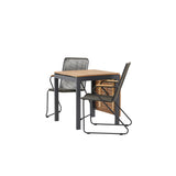 Diego Cafetable Hliník – Černá / Hnědá Aintwood – Obdélníkový 70*70/130* + Bois Jídelní židle Ocel – Černá / Tmavě šedá Lano _2