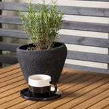 Diego Cafetable Hliník – Černá / Hnědá Aintwood – Obdélníkový 70*70/130* + Bois Jídelní židle Ocel – Černá / Tmavě šedá Lano _2