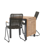 Diego Cafetable Hliník – Černá / Hnědá Aintwood – Obdélníkový 70*70/130* + Bois Jídelní židle Ocel – Černá / Tmavě šedá Lano _2