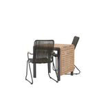 Diego Cafetable Hliník – Černá / Hnědá Aintwood – Obdélníkový 70*70/130* + Bois Jídelní židle Ocel – Černá / Tmavě šedá Lano _2