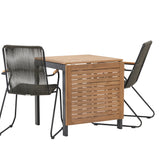 Diego Cafetable Hliník – Černá / Hnědá Aintwood – Obdélníkový 70*70/130* + Bois Jídelní židle Ocel – Černá / Tmavě šedá Lano _2