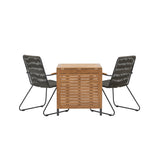 Diego Cafetable Hliník – Černá / Hnědá Aintwood – Obdélníkový 70*70/130* + Bois Jídelní židle Ocel – Černá / Tmavě šedá Lano _2