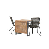 Diego Cafetable Hliník – Černá / Hnědá Aintwood – Obdélníkový 70*70/130* + Bois Jídelní židle Ocel – Černá / Tmavě šedá Lano _2