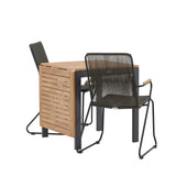 Diego Cafetable Hliník – Černá / Hnědá Aintwood – Obdélníkový 70*70/130* + Bois Jídelní židle Ocel – Černá / Tmavě šedá Lano _2