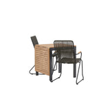 Diego Cafetable Hliník – Černá / Hnědá Aintwood – Obdélníkový 70*70/130* + Bois Jídelní židle Ocel – Černá / Tmavě šedá Lano _2