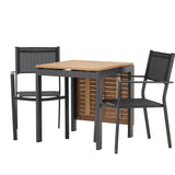 Diego Cafetable hliník - černá / hnědá Aintwood - obdélníková 70*70/130* + stohovací židle Copacabana - černá/černá - Ersätter 4131-408 _2