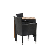 Diego Cafetable hliník – černá / hnědá Aintwood – obdélníkový 70*70/130* + hliníková jídelní židle Malina – černá / proutí _2