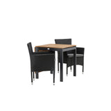 Diego Cafetable hliník – černá / hnědá Aintwood – obdélníkový 70*70/130* + hliníková jídelní židle Malina – černá / proutí _2