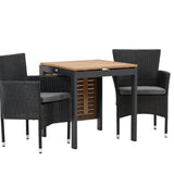 Diego Cafetable hliník – černá / hnědá Aintwood – obdélníkový 70*70/130* + hliníková jídelní židle Malina – černá / proutí _2