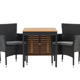 Diego Cafetable hliník – černá / hnědá Aintwood – obdélníkový 70*70/130* + hliníková jídelní židle Malina – černá / proutí _2