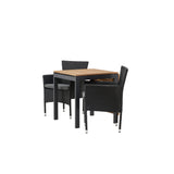 Diego Cafetable hliník – černá / hnědá Aintwood – obdélníkový 70*70/130* + hliníková jídelní židle Malina – černá / proutí _2